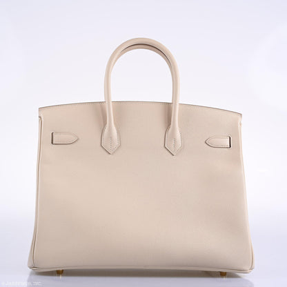 Hermes Birkin 35 Craie Epsom Gold Hardware - 2015, T