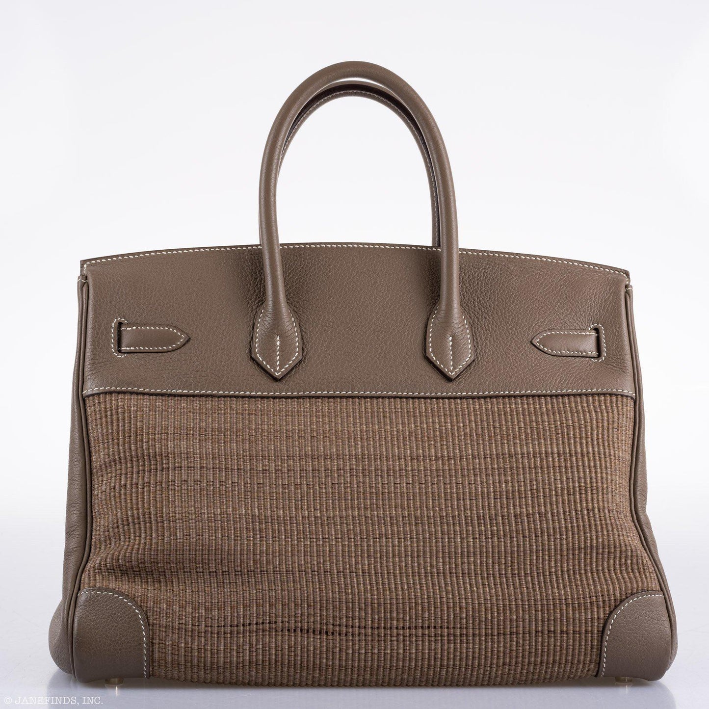 Hermes Birkin 35 Crinoline & Etoupe Clemence with Palladium Hardware - 2005, I Square