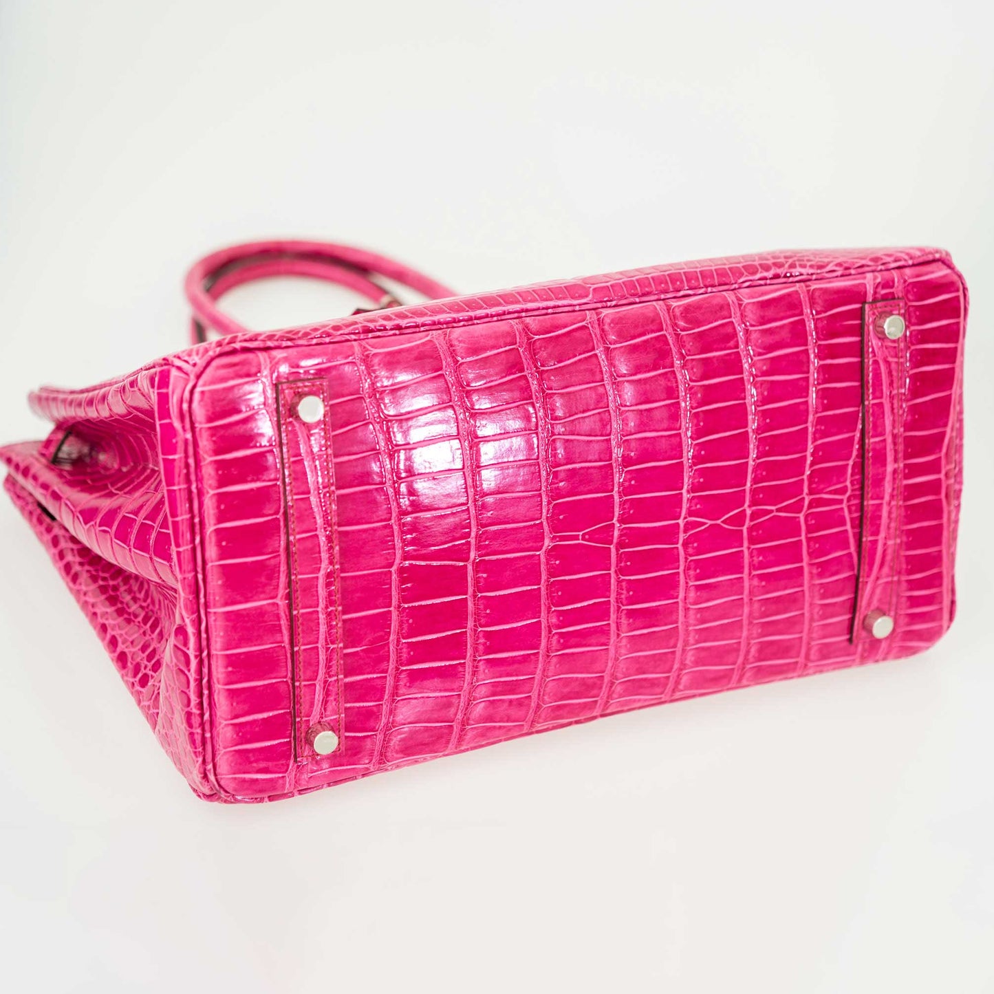 Hermes Birkin 35 Fuchsia Porosus Crocodile with Palladium Hardware - 2011, O Square