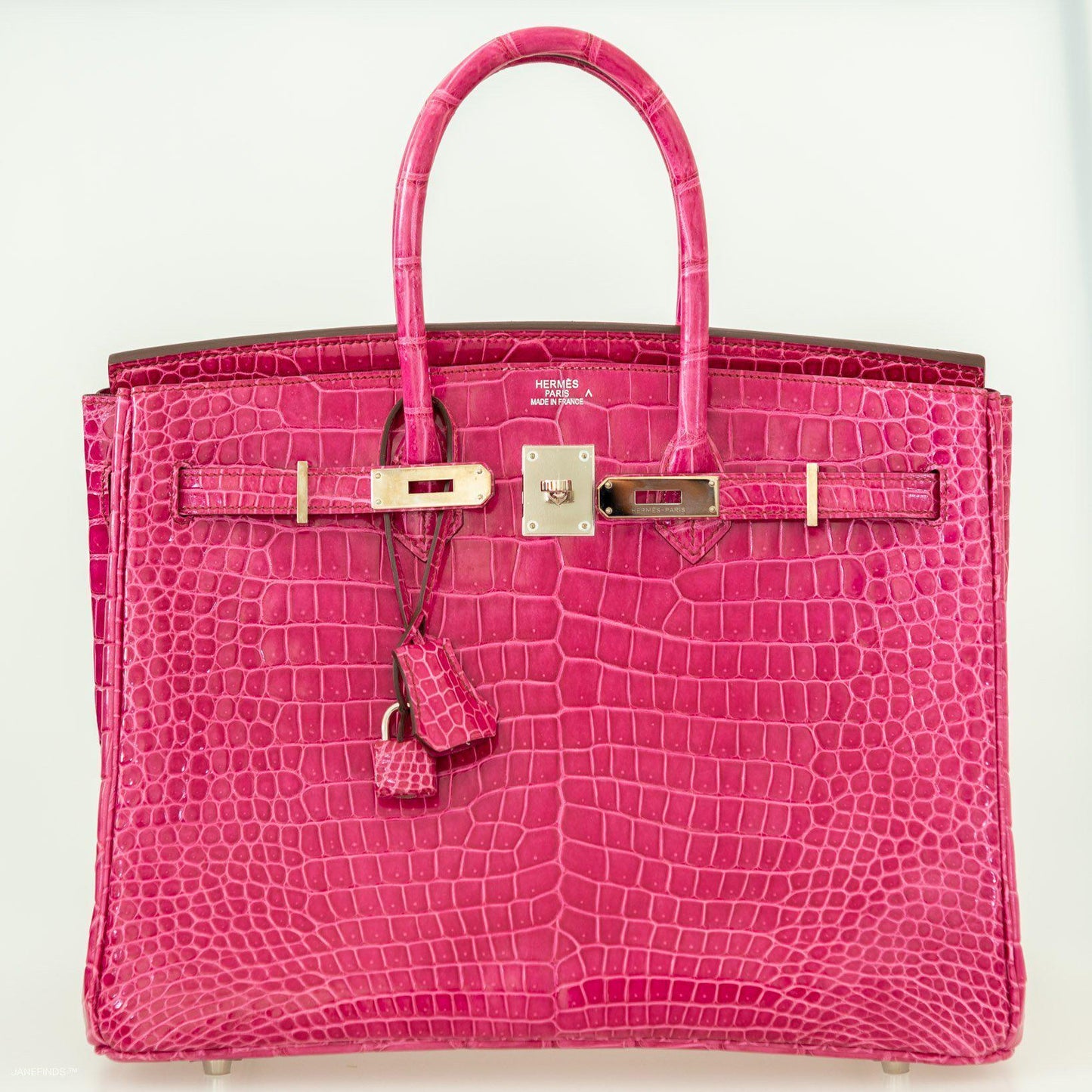 Hermes Birkin 35 Fuchsia Porosus Crocodile with Palladium Hardware - 2011, O Square