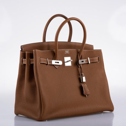 Hermes Birkin 35 Gold Togo with Palladium Hardware - 2014, R Square