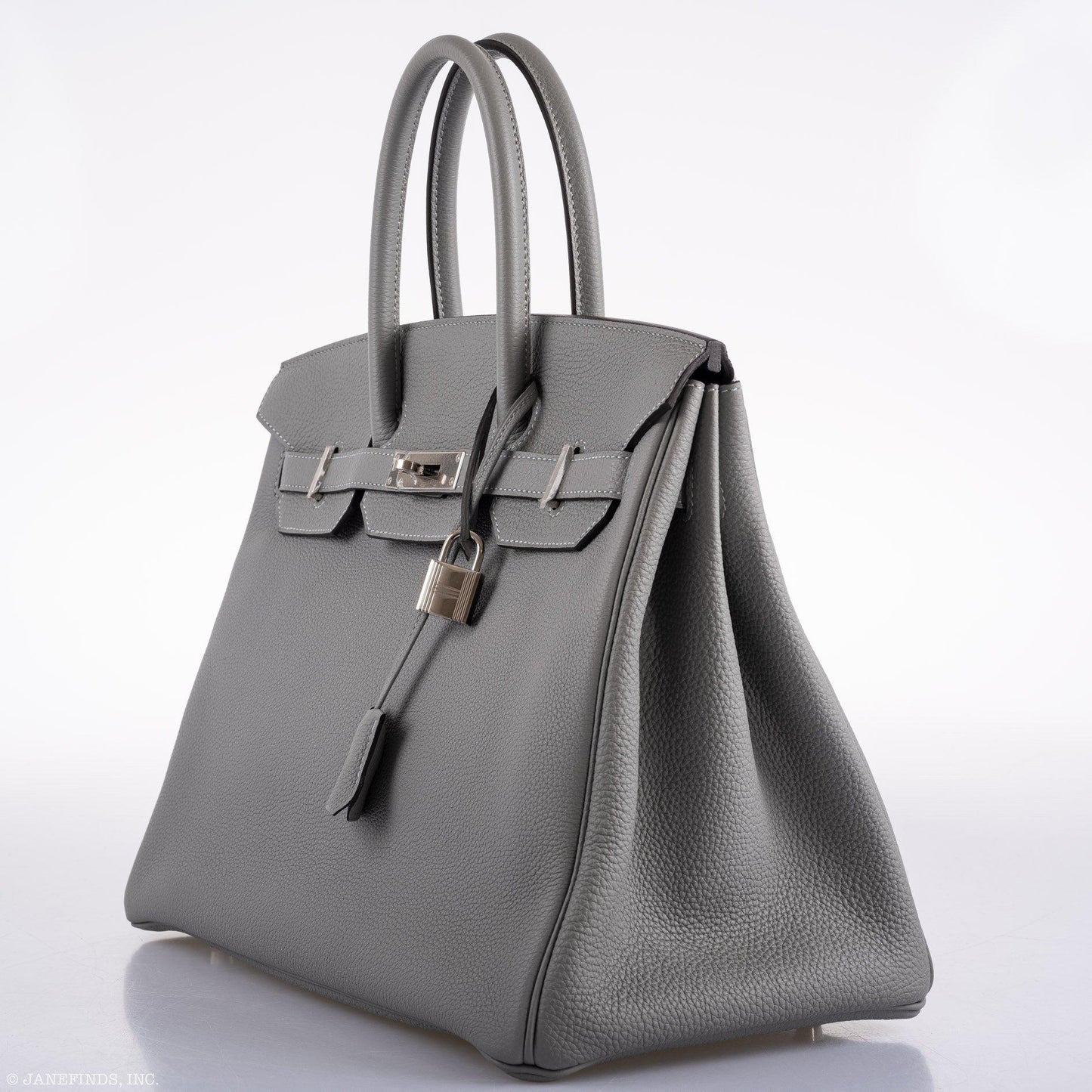 Hermes Birkin 35 Gris Mouette Verso Blue Agate Togo Palladium Hardware - 2016, X