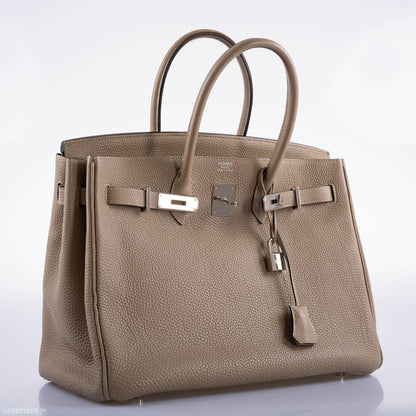 Hermes Birkin 35 Gris Tourterelle Togo with Palladium Hardware - 2009, M Square