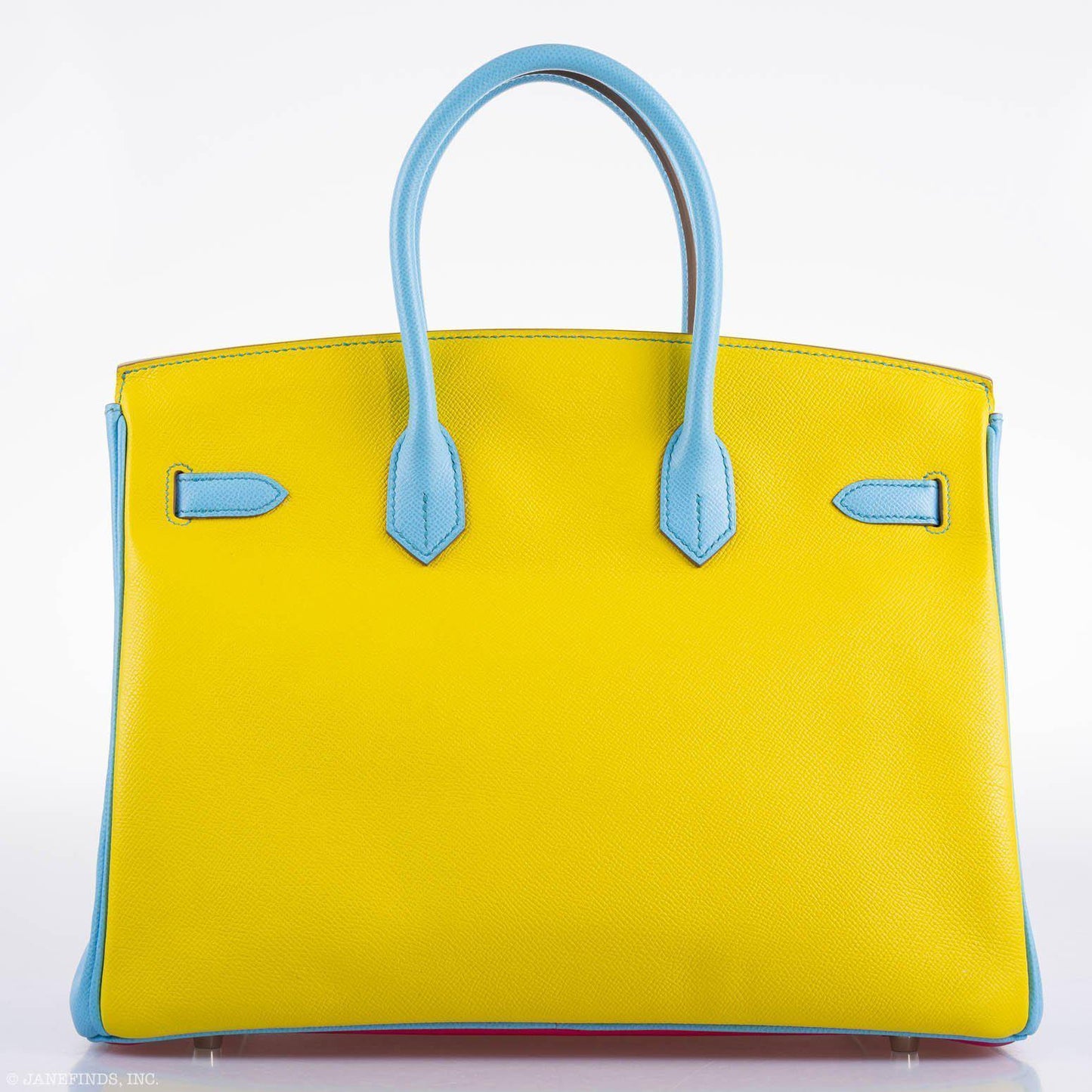 Hermes Birkin 35 HSS Rose Tyrien, Blue Celeste, Lime Epsom Palladium Hardware - 2011, O