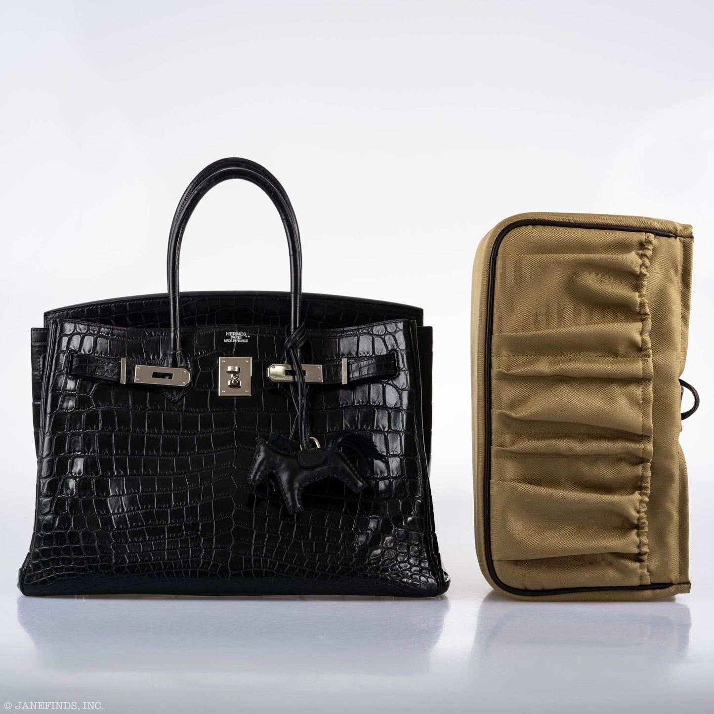 Hermes Birkin 35 Matte Black Nilo Crocodile with Palladium Hardware - 2011, O Square