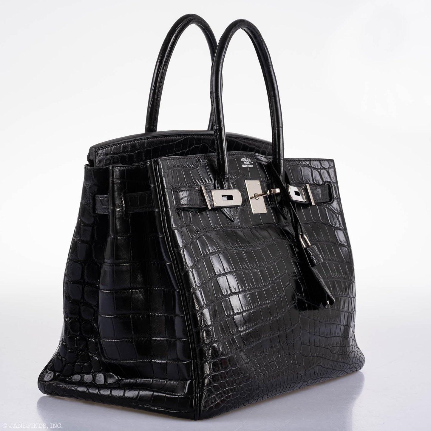 Hermes Birkin 35 Matte Black Nilo Crocodile with Palladium Hardware - 2011, O Square