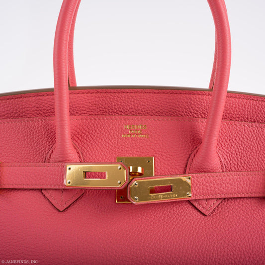 Hermes Birkin 35 Rose Lipstick Togo Gold Hardware - 2013, Q Square