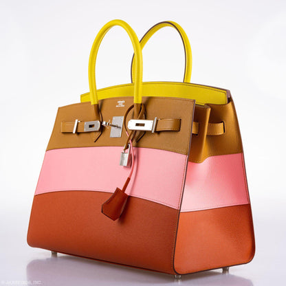 Hermes Birkin 35 Sellier "Sunrise" Rainbow Epsom Palladium Hardware - 2020, Y