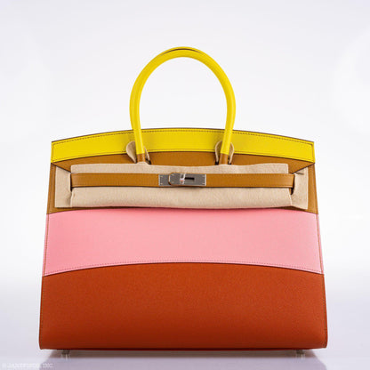 Hermes Birkin 35 Sellier "Sunrise" Rainbow Epsom Palladium Hardware - 2020, Y