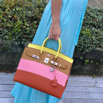 Hermes Birkin 35 Sellier "Sunrise" Rainbow Epsom Palladium Hardware - 2020, Y