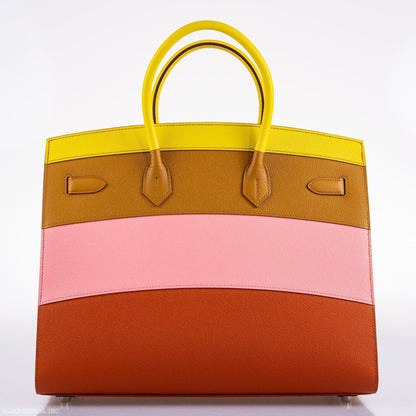 Hermes Birkin 35 Sellier "Sunrise" Rainbow Epsom Palladium Hardware - 2020, Y