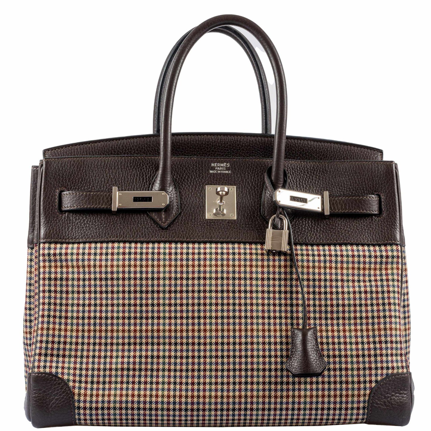 Hermes Birkin 35 Togo And Plaid Wool Lainage Palladium Hardware -Runway Bag