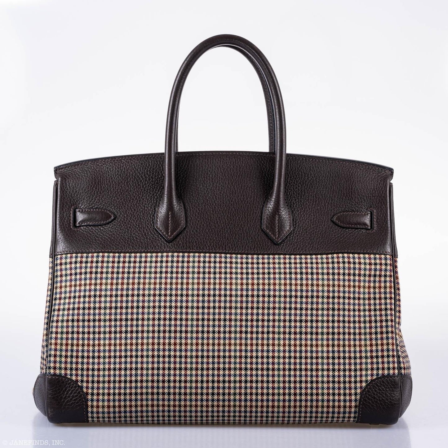 Hermes Birkin 35 Togo And Plaid Wool Lainage Palladium Hardware -Runway Bag