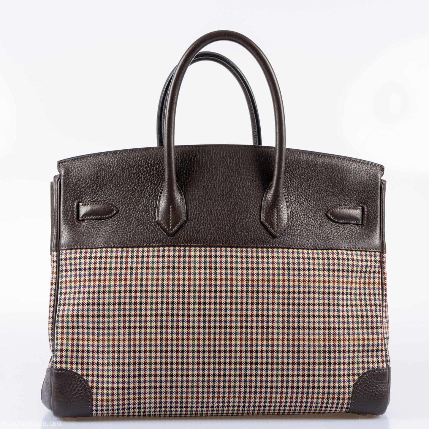 Hermes Birkin 35 Togo And Plaid Wool Lainage Palladium Hardware -Runway Bag