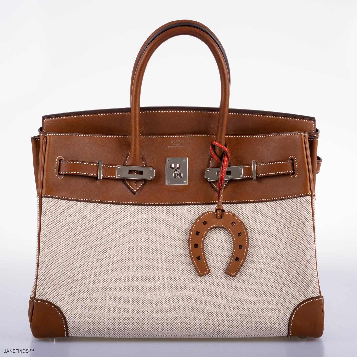 Hermes Birkin 35 Toile & Barenia with Palladium Hardware - 2009, M Square