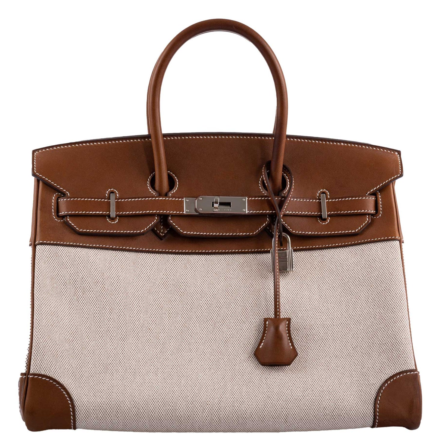 Hermes Birkin 35 Toile & Barenia with Palladium Hardware - 2009, M Square