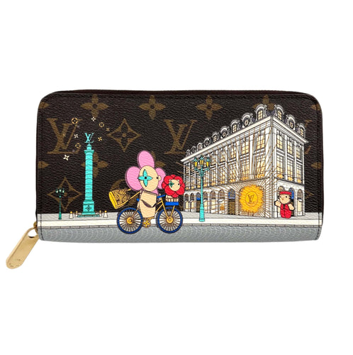 Louis Vuitton Monogram 2022 Christmas Animation Paris Zippy Wallet in Pink