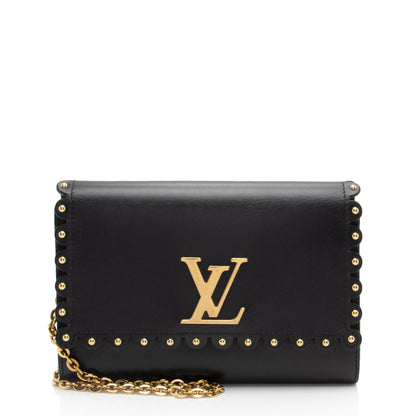 Louis Vuitton Calfskin Studded Chain Louise Shoulder Bag (SHF-tvxiQj)