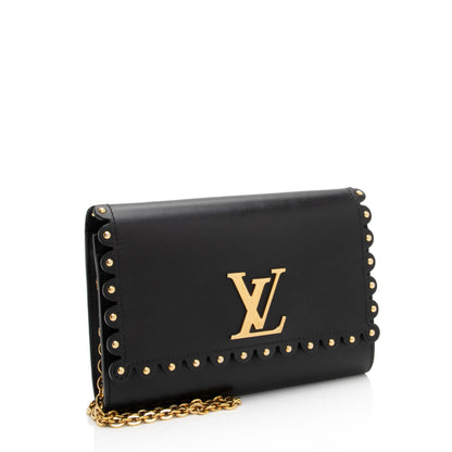 Louis Vuitton Calfskin Studded Chain Louise Shoulder Bag (SHF-tvxiQj)