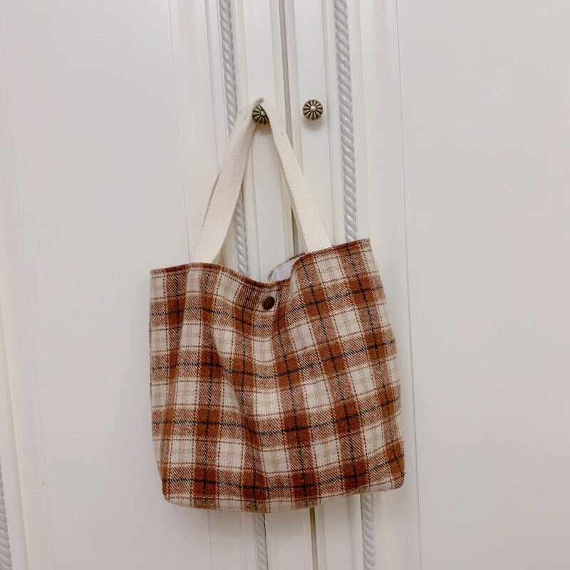 Canvas Plaid Shoulder Bags for Women