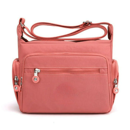 Multipocketed Nylon Messenger Bag for Women