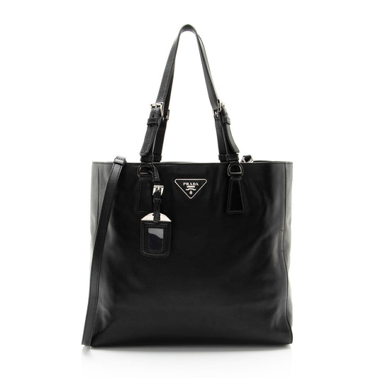 Prada Calfskin Soft Buckle Tote (SHF-dCjmsj)