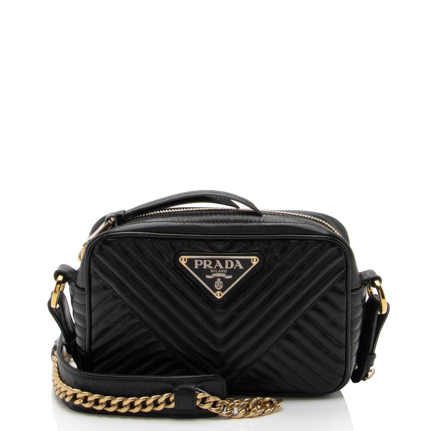 Prada Chevron Calfskin Diagramme Small Crossbody Bag (SHF-R2lTuR)