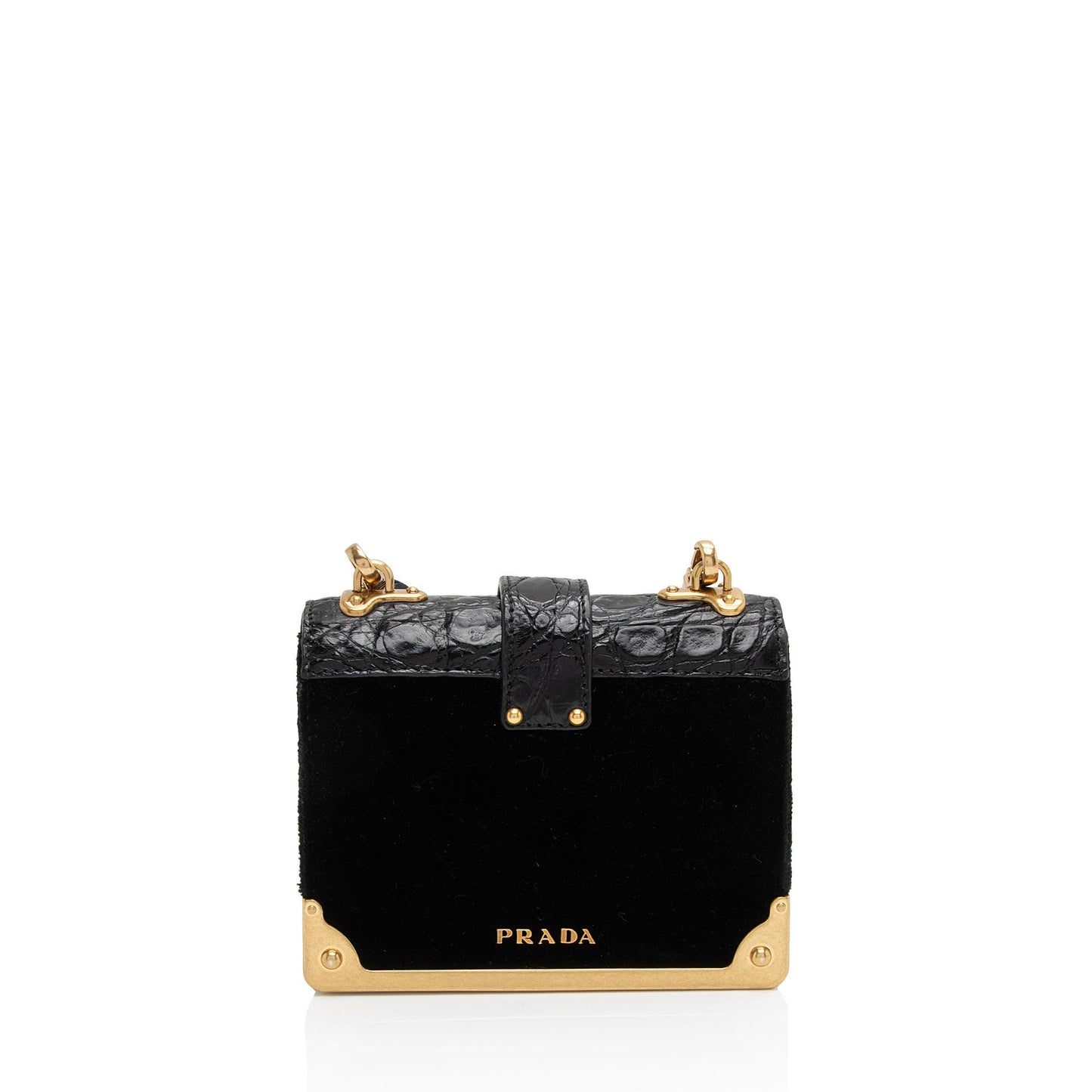 Prada Croc Embossed Calfskin Velvet Cahier Micro Crossbody (SHF-ckpRr7)