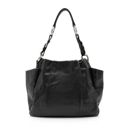 Prada Soft Calfskin Pleated Side Pocket Hobo (SHF-pruIY9)