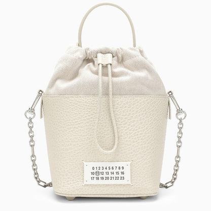 Maison Margiela Greige Bucket Bag By 5Ac In Leather And Canvas Men