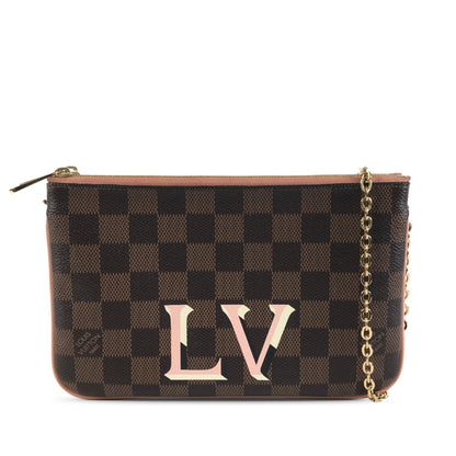 Louis Vuitton Double Zip Pochette Damier Ebene Canvas