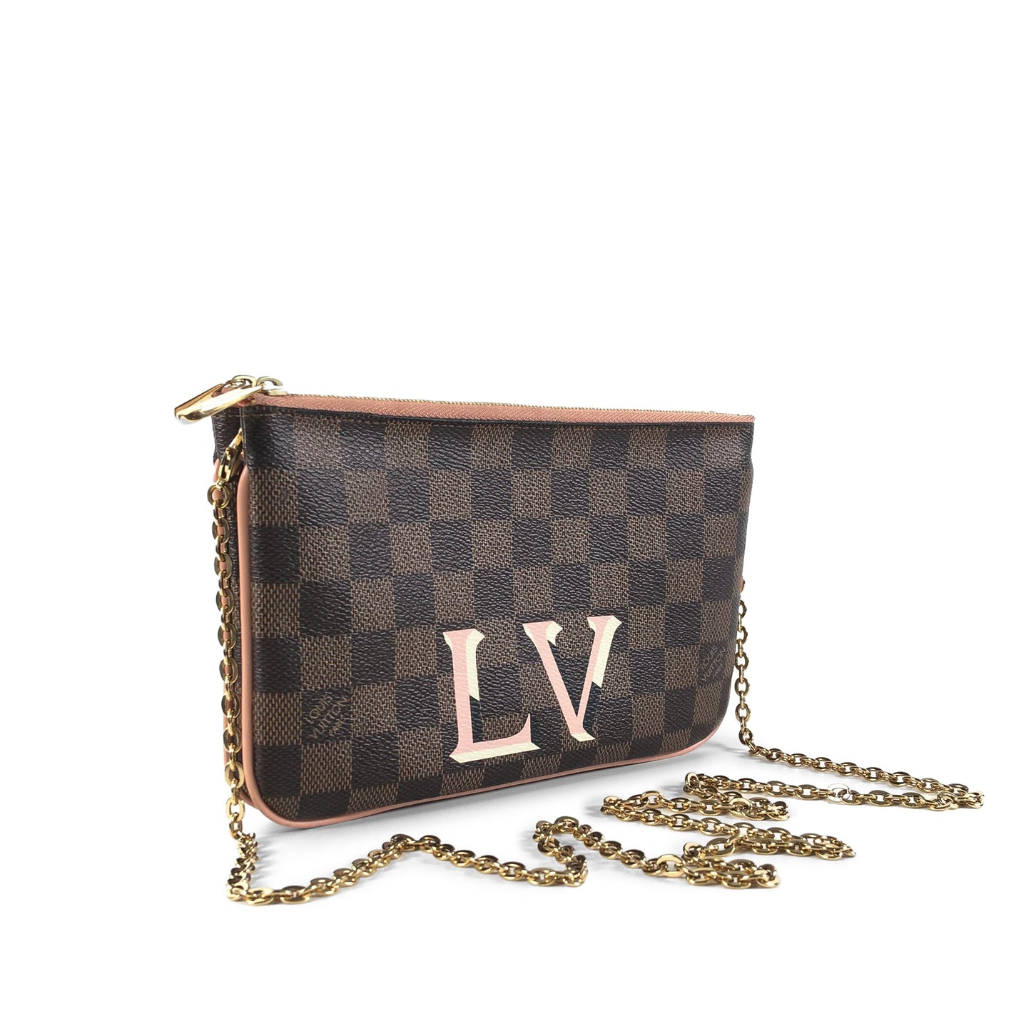 Louis Vuitton Double Zip Pochette Damier Ebene Canvas