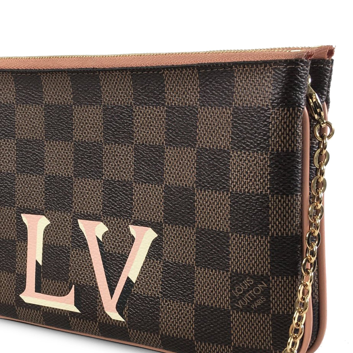 Louis Vuitton Double Zip Pochette Damier Ebene Canvas