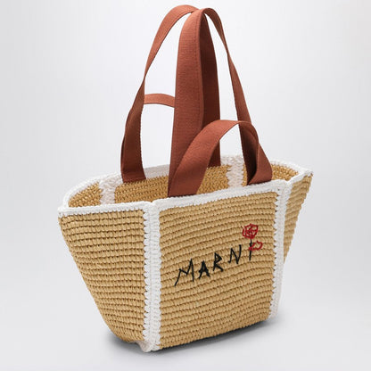 Marni Sillo Small Shopping Bag In Raffia-Effect Macramé Women