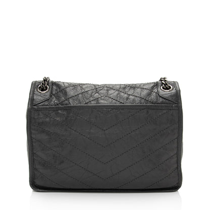 Saint Laurent Crinkled Calfskin Monogram Niki Medium Shoulder Bag (SHF-J4S3bV)