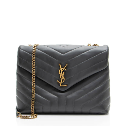 Saint Laurent Matelasse Calfskin Monogram LouLou Chain Medium Shoulder Bag (SHF-W4gfSq)