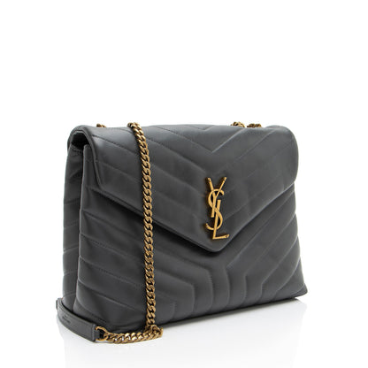 Saint Laurent Matelasse Calfskin Monogram LouLou Chain Medium Shoulder Bag (SHF-W4gfSq)