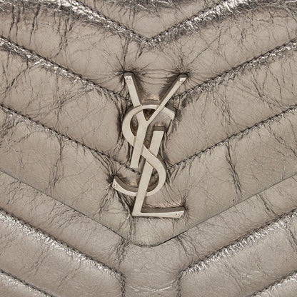 Saint Laurent Metallic Matelasse Calfskin Monogram LouLou Chain Small Crossbody (SHF-3eZi29)