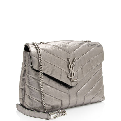 Saint Laurent Metallic Matelasse Calfskin Monogram LouLou Chain Small Crossbody (SHF-3eZi29)