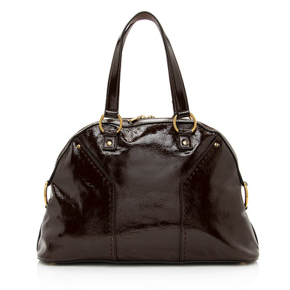 Saint Laurent Patent Leather Muse Large Satchel (SHF-19843)