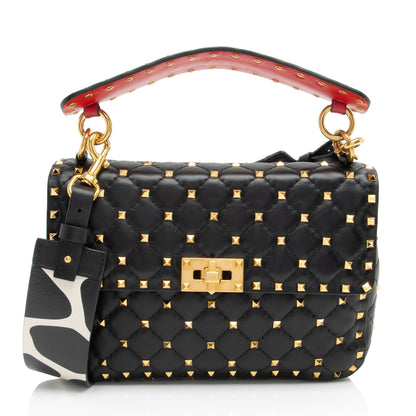 Valentino Calfskin Rockstud Spike Up Shoulder Bag (SHF-2OXYRm)