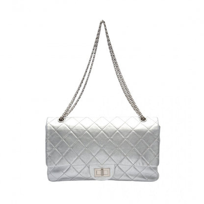 Chanel 2.55 Lambskin Silver Double Flap Bag