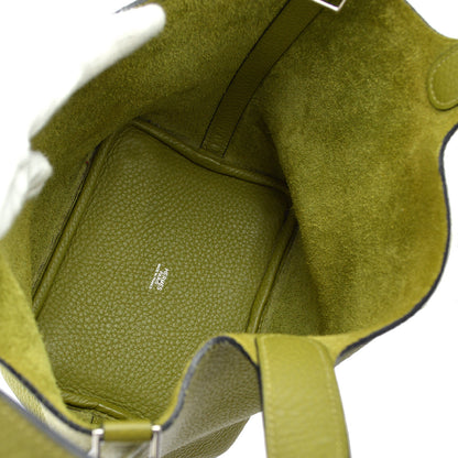 Hermes 2005 Green Taurillon Clemence Picotin PM Handbag