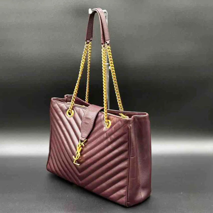 Ysl Classic Monogram Envelope Satchel Matelasse Chevron, Burgundy Leather, Large