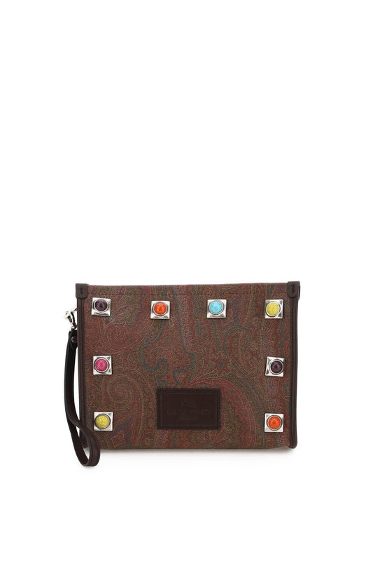 Etro Women Paisley Pouch With Studs & Stones