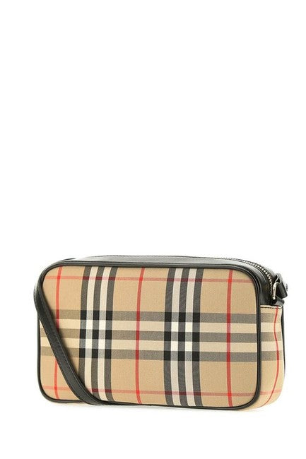 Burberry Women Classic Checked  Beige Leather Shoulder Bag