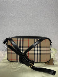 Burberry Women Classic Checked  Beige Leather Shoulder Bag