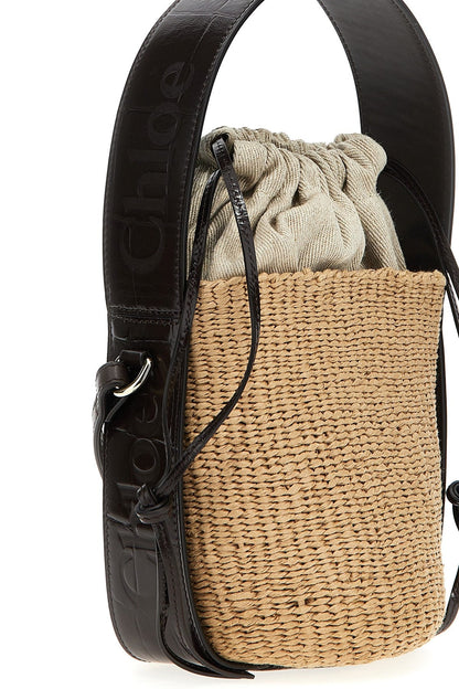 Chloé Women Small 'Woody' Crossbody Bag In Woven Raffia And Pe