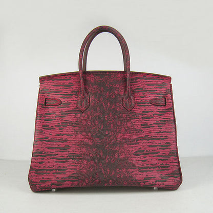 Hermes Birkin 35CM Lizard Pattern handbag 6089 Red/silver