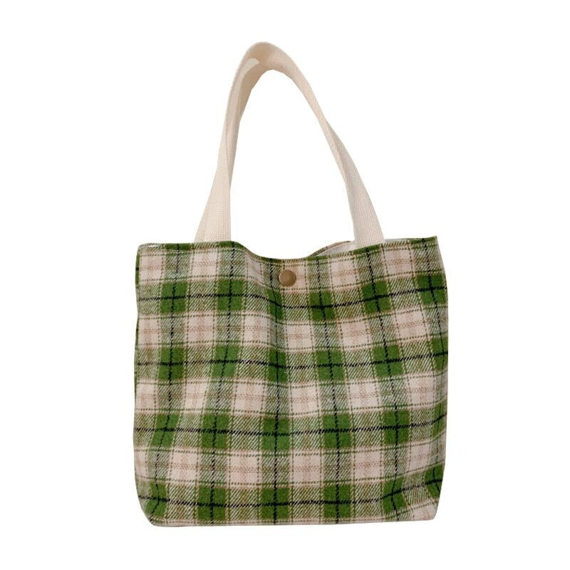 Canvas Plaid Fashionable Shoulder Bags for Women